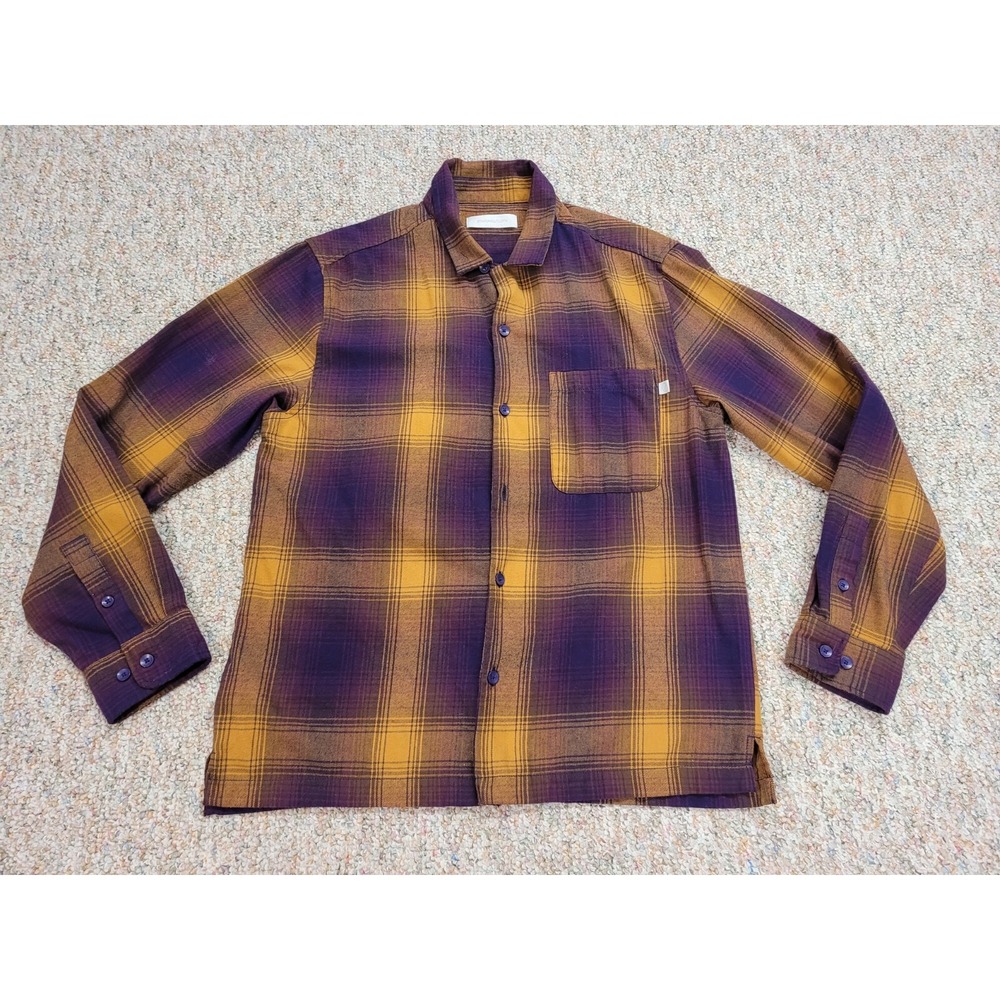 Standard Cloth Urban Outfitters Flannel Shirt Mens Medium Purple Gold Plaid